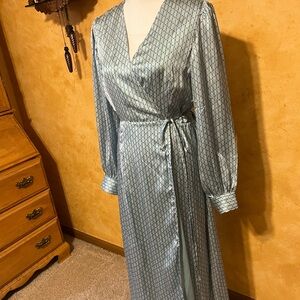 Bohme Robin Egg Blue Silk Wrap Dress - size L